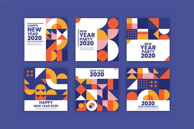 Free vector new year 2020 party instagram post collection