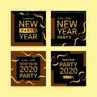 Free vector new year 2020 party instagram post collection