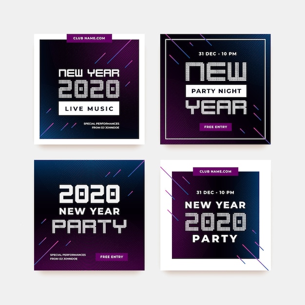 New year 2020 party instagram post collection