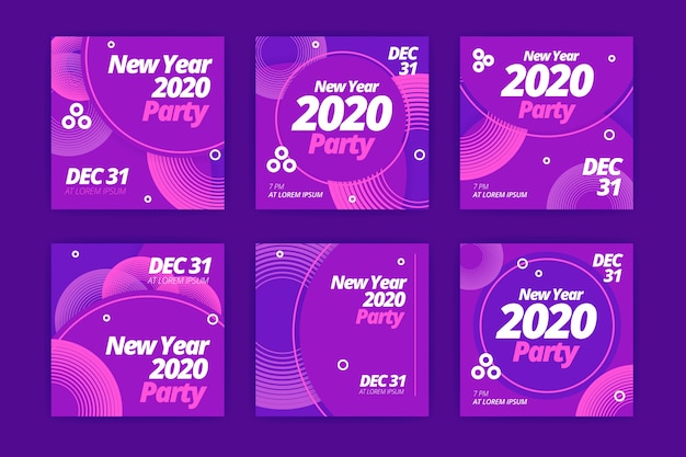 New year 2020 party instagram post set