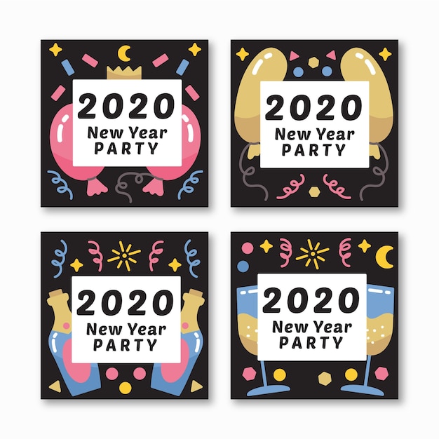 New year 2020 party instagram post set