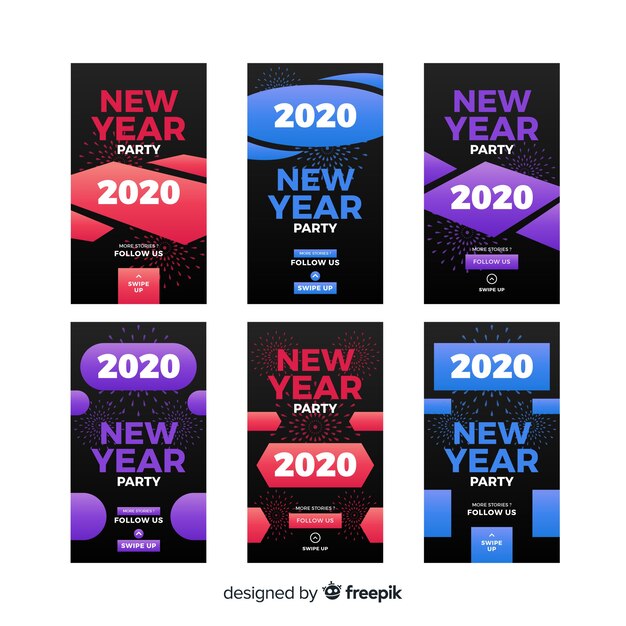 Бесплатное векторное изображение Сборник рассказов о вечеринке в честь нового года в 2020 году