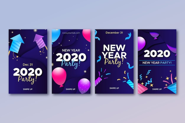 Collezione di storie instagram per feste del nuovo anno 2020