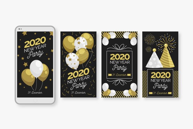 New year 2020 party instagram story collection