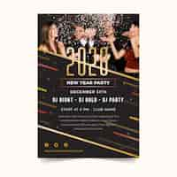 Free vector new year 2020 party poster template with image