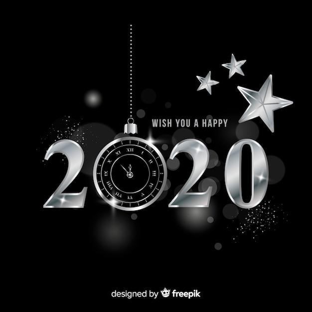 New year 2020 in silver style