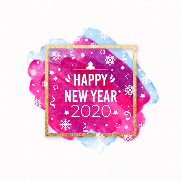 Бесплатное векторное изображение Новый год 2020 акварель стиль