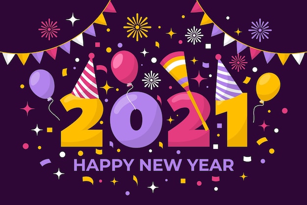 New year 2021 background in flat design