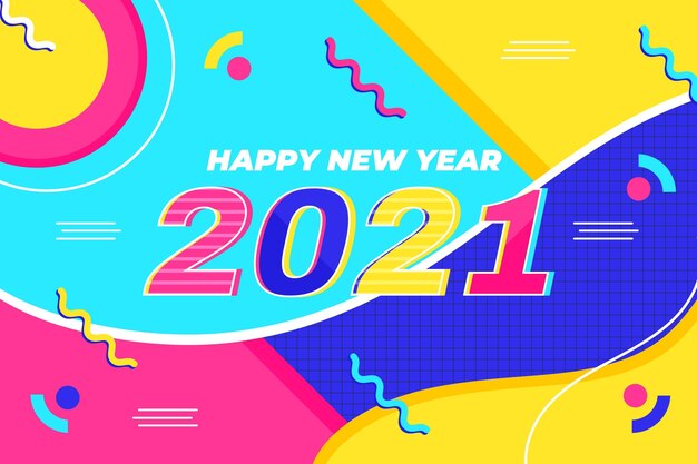 フラットなデザインの新年2021年の背景