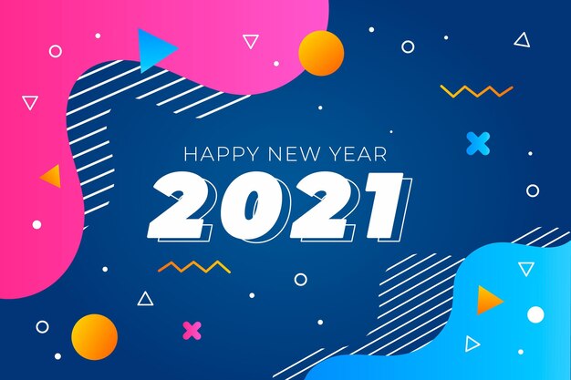 フラットなデザインの新年2021年の背景