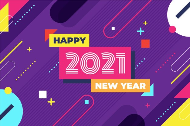 New year 2021 background in flat design