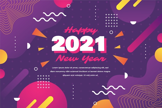 Sfondo del nuovo anno 2021 in design piatto