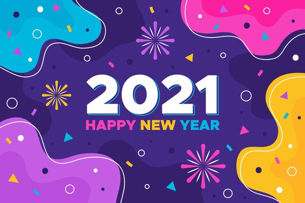 フラットなデザインの新年2021年の背景