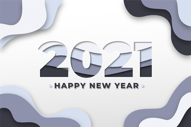 Бесплатное векторное изображение Новый год 2021 фон в бумажном стиле
