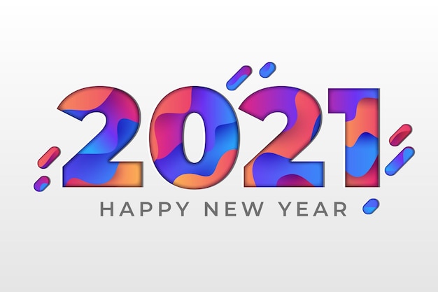 Бесплатное векторное изображение Новый год 2021 фон в бумажном стиле