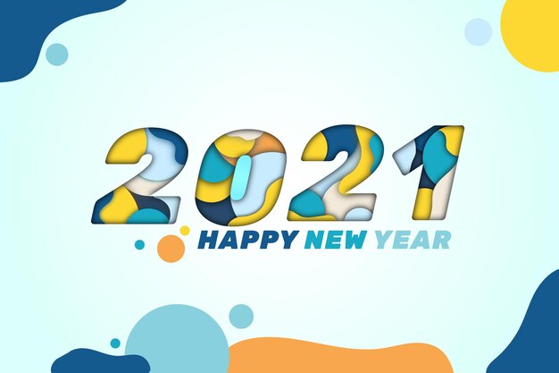 Новый год 2021 фон в бумажном стиле