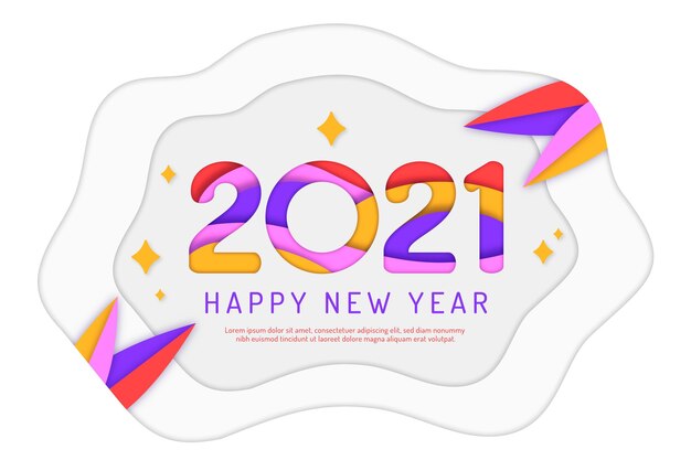 종이 스타일의 새 해 2021 배경