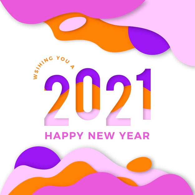 紙のスタイルで2021年の新年の背景