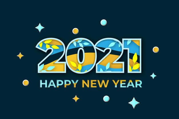 Новый год 2021 фон в бумажном стиле