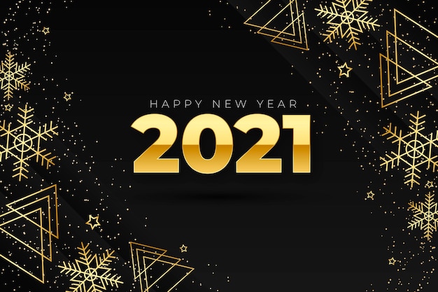 New year 2021 background with realistic golden decoration