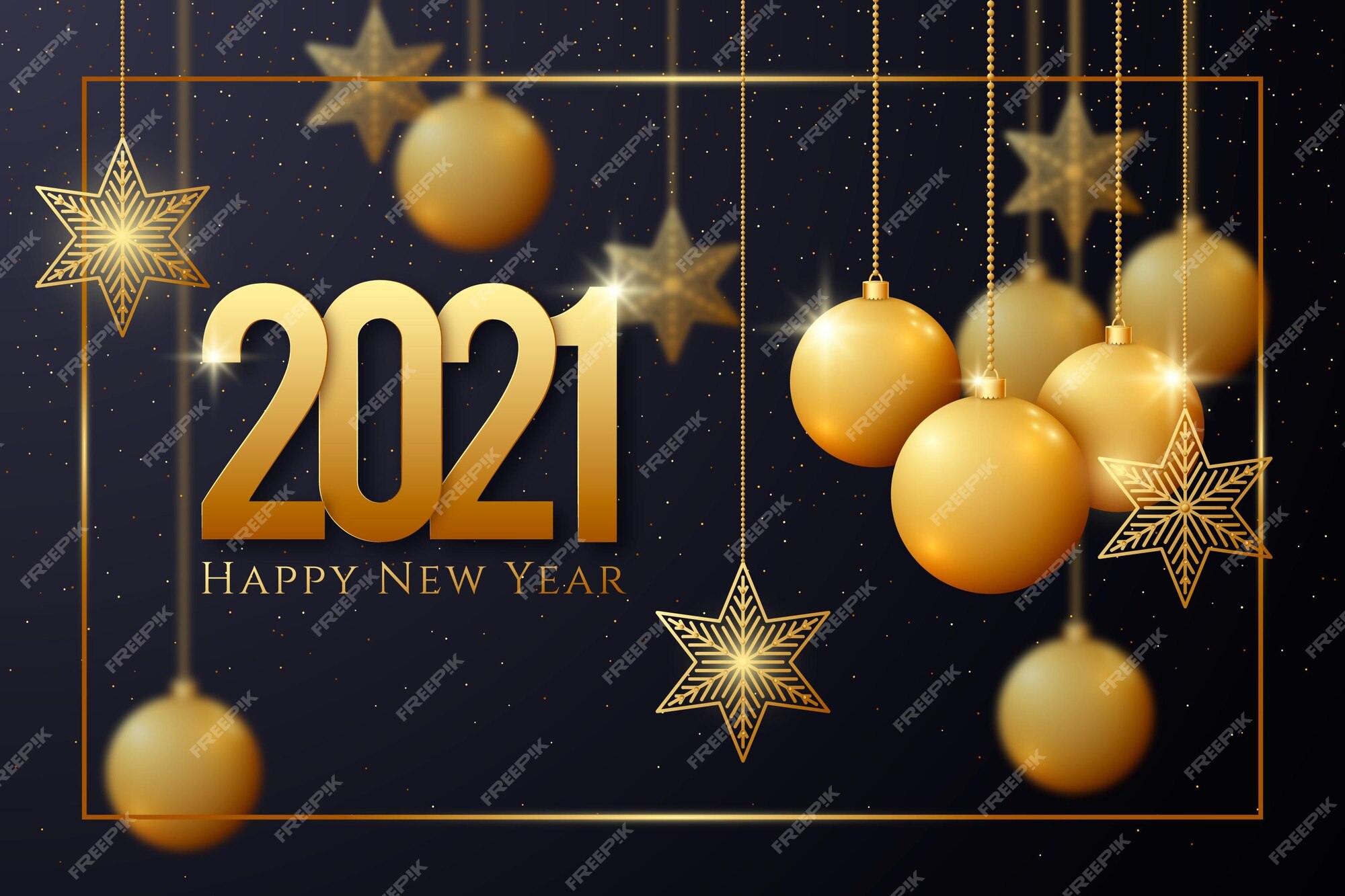 Free Vector | New year 2021 background with realistic golden decoration