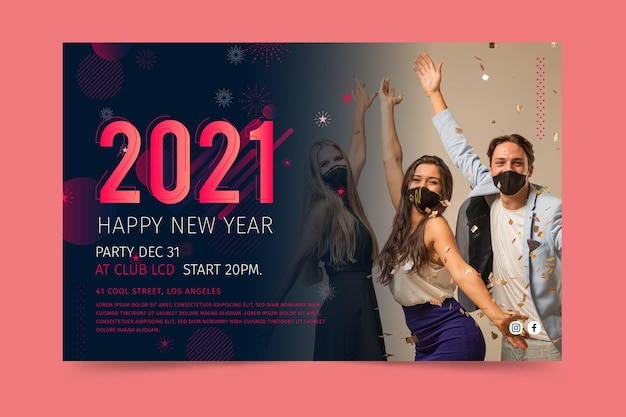 Бесплатное векторное изображение Новый год 2021 баннер шаблон