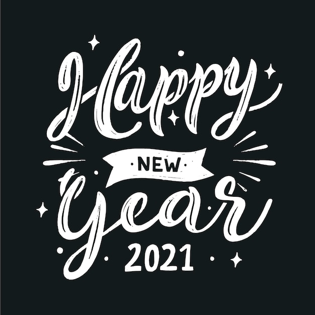 New year 2021 black and white lettering