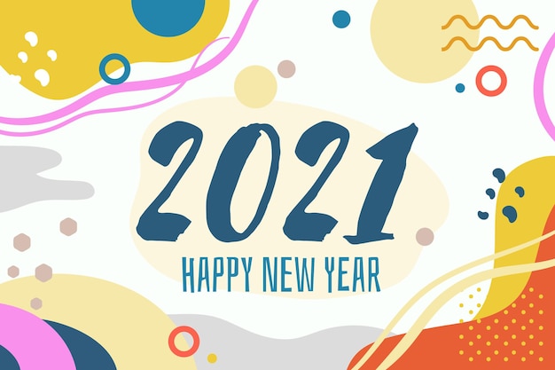 Новый год 2021 плоский дизайн мемфис стиль фона