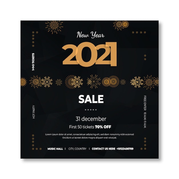 New year 2021 flyer template