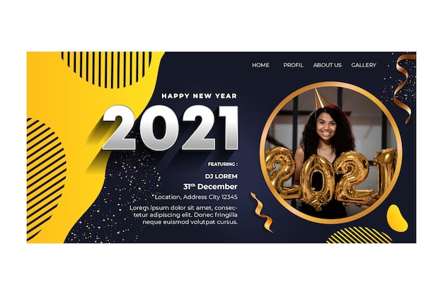 Free vector new year 2021 landing page template