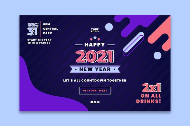 New year 2021 landing page template