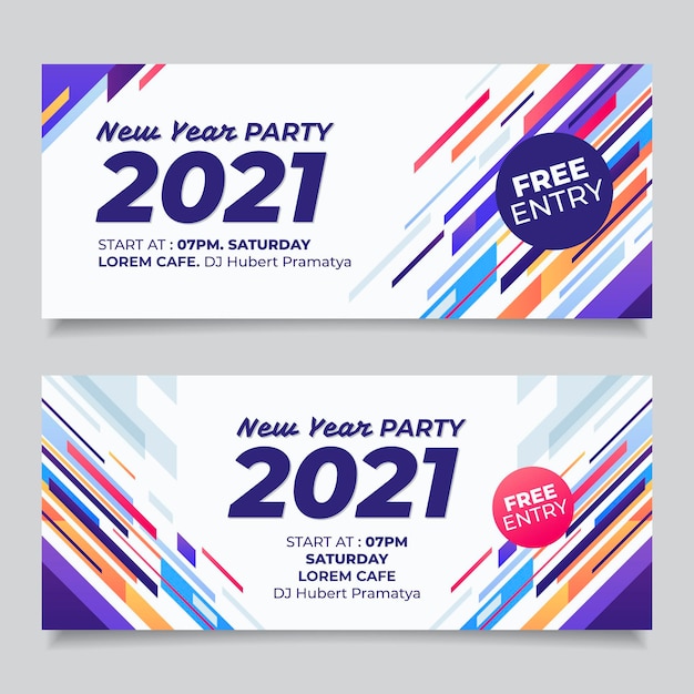 New year 2021 party banners in flat design