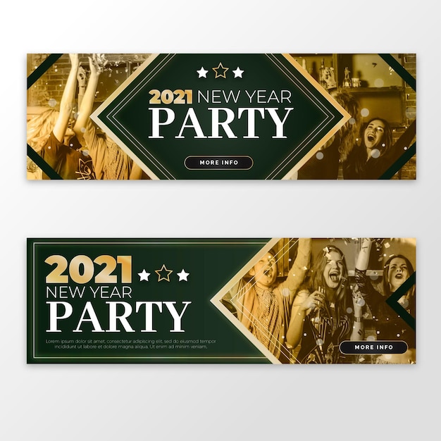 Vettore gratuito modello di banner festa di nuovo anno 2021