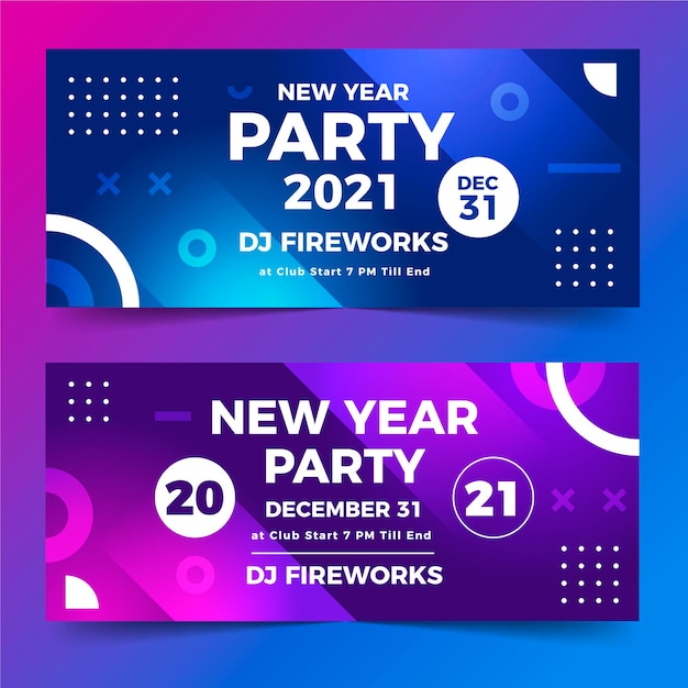 Free vector new year 2021 party banners template