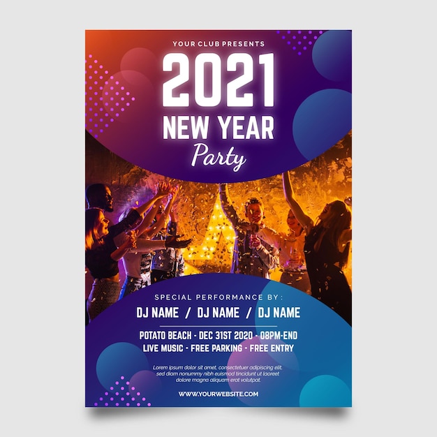 New year 2021 party flyer with photo