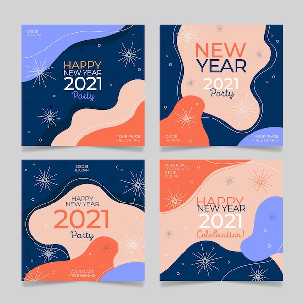 New year 2021 party instagram post collection