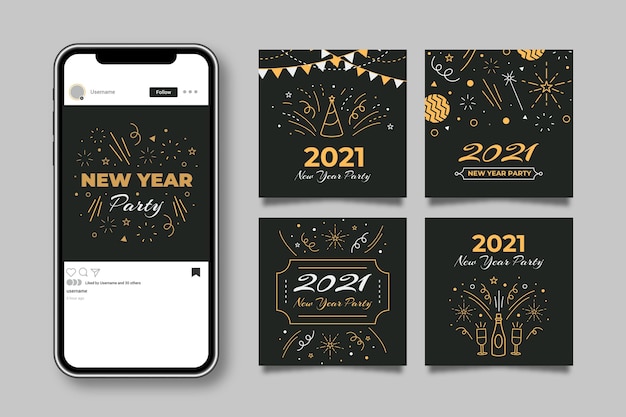 New year 2021 party instagram post collection