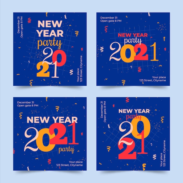 Free vector new year 2021 party instagram posts