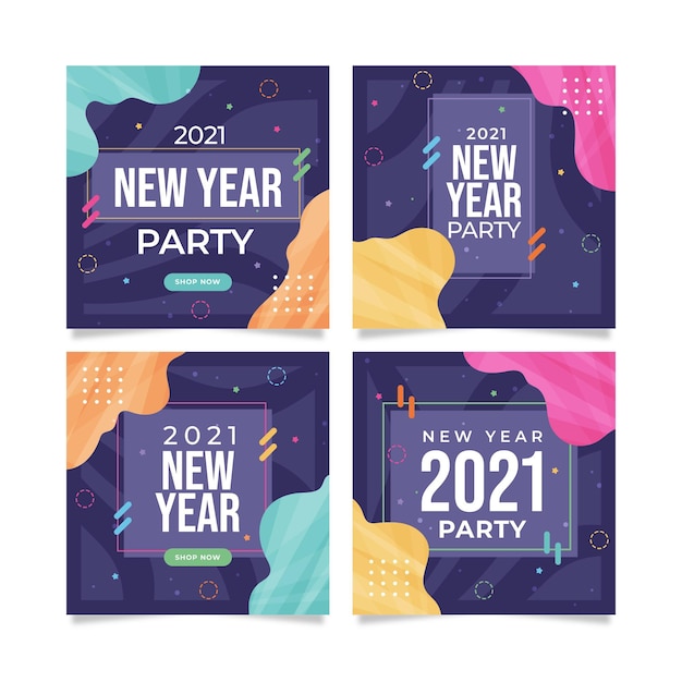 Free vector new year 2021 party instagram posts