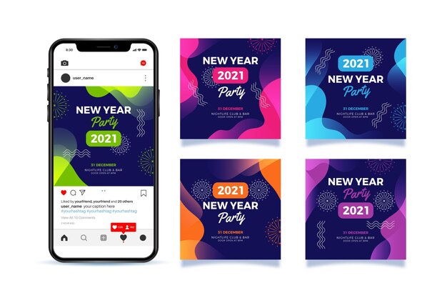 New year 2021 party instagram posts