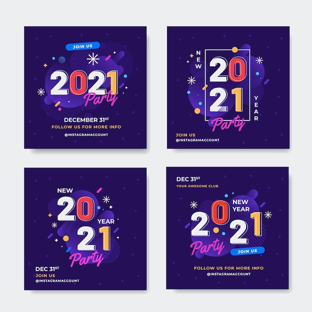 New year 2021 party instagram posts