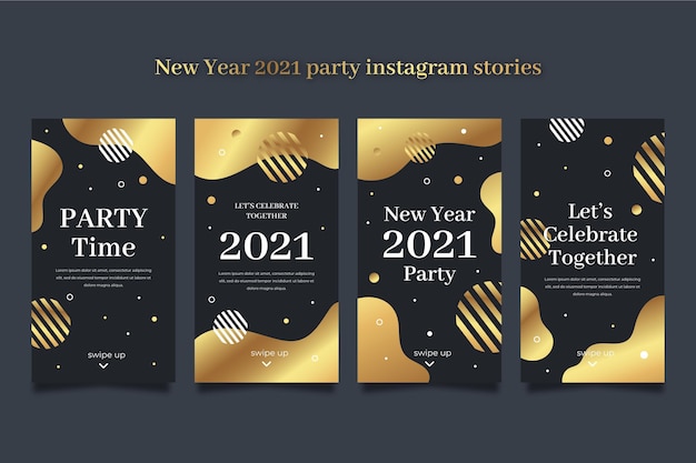 Коллекция историй instagram новогодняя вечеринка 2021