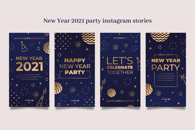 New year 2021 party instagram stories collection