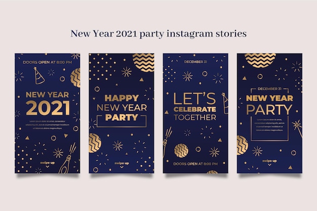 New year 2021 party instagram stories collection