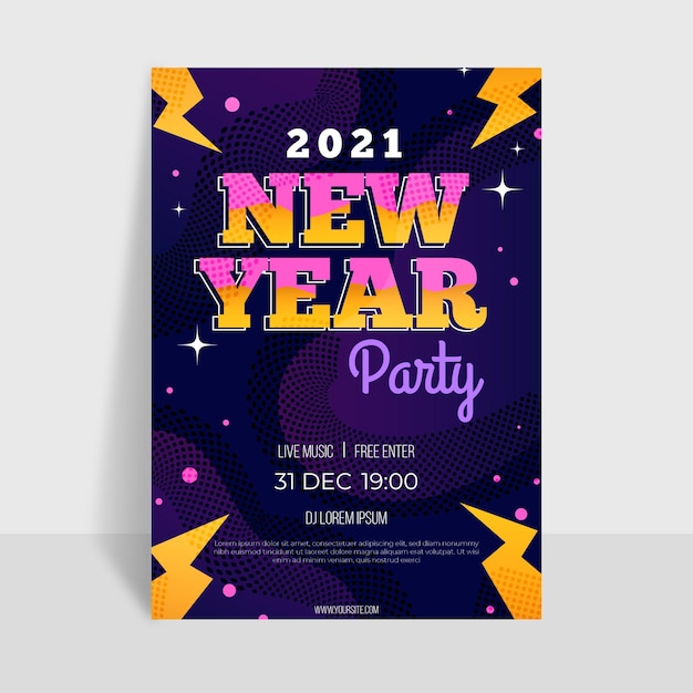 New Year 2021 Party Poster Template in Flat Design