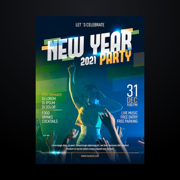 Free vector new year 2021 party poster template