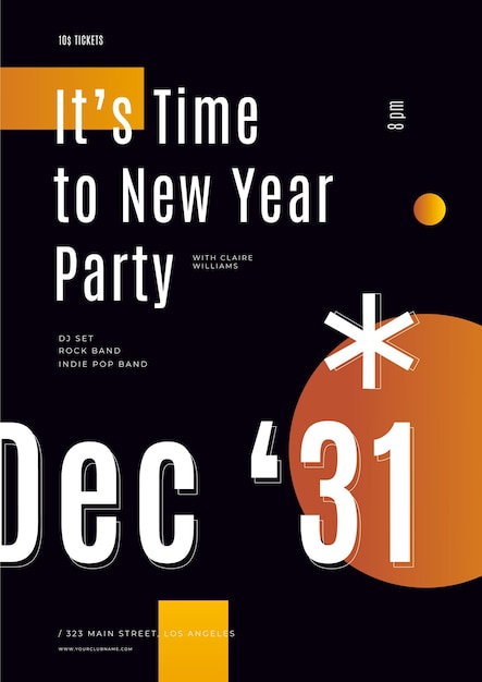 New year 2021 party poster template