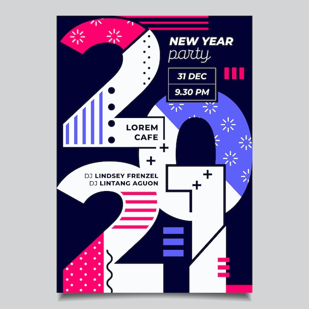 Free vector new year 2021 party poster template