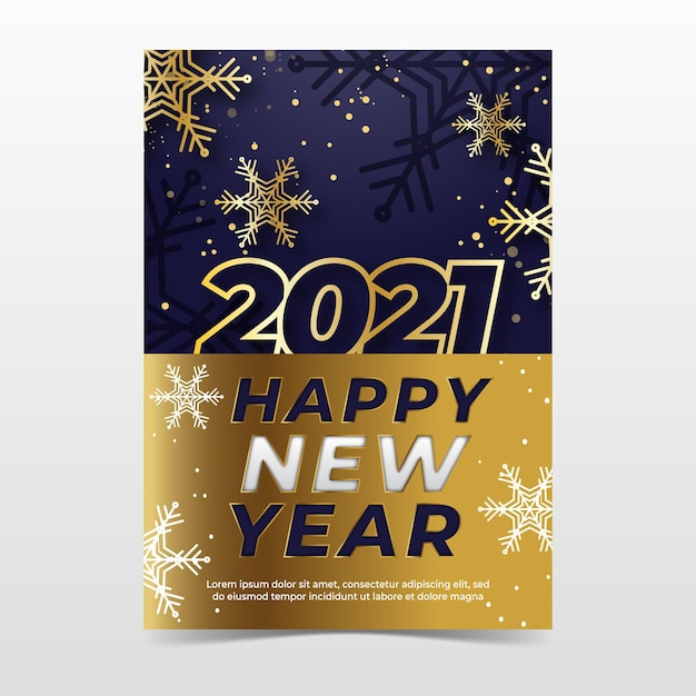 Vettore gratuito modello di poster festa di capodanno 2021