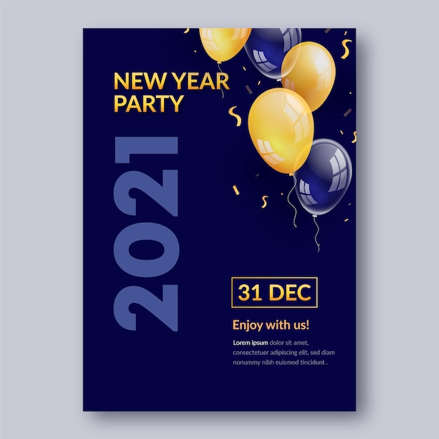 New year 2021 party poster template